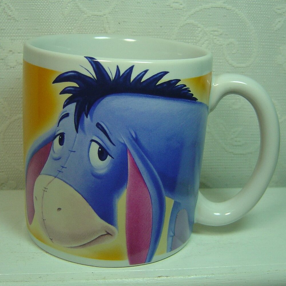 Disney ceramic Eeyore coffee mug-16 oz.-Smile and Get it over with